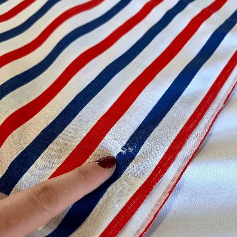 VTG Pequot Nautical Stripe Sheet Set Full Coastal Preppy USA Muslin